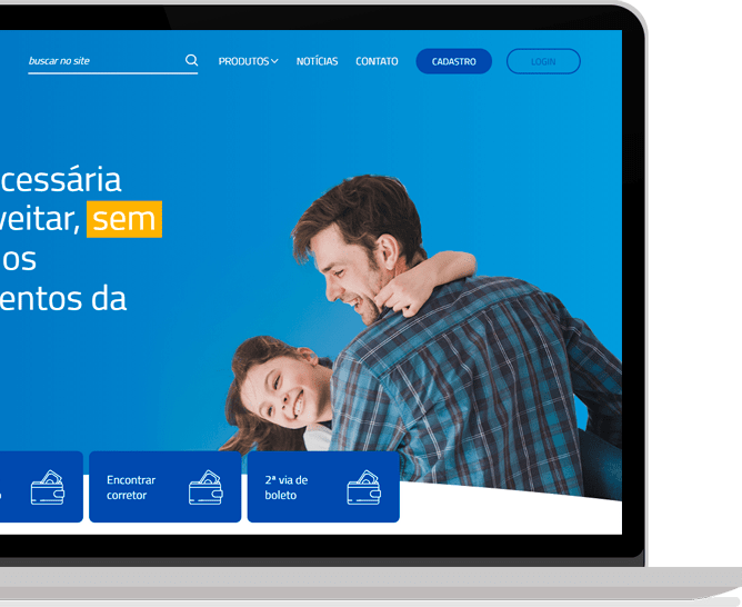 Computador com o navegador exibindo um portal de seguros